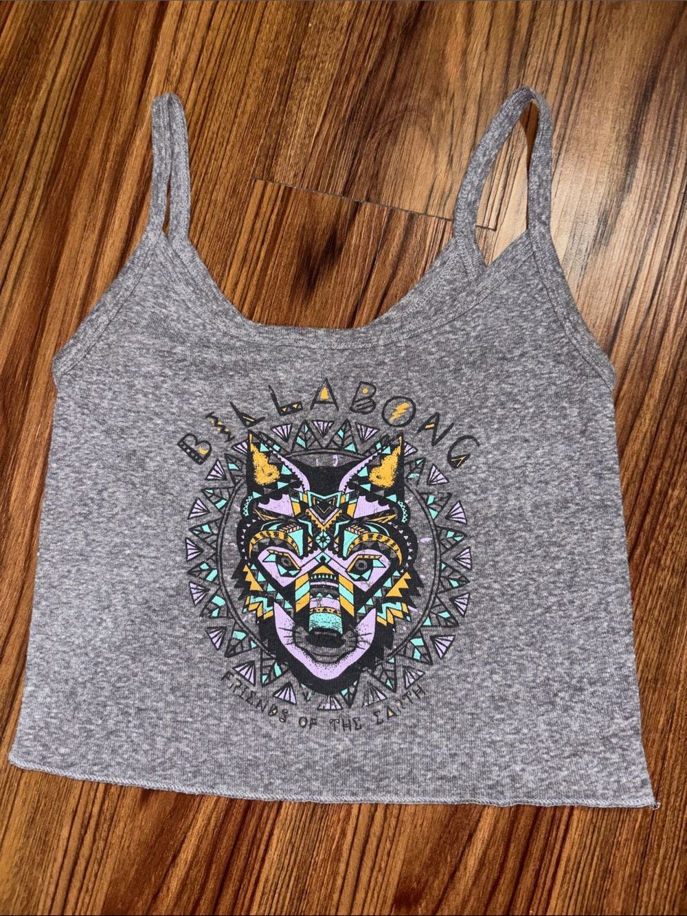 Billabong Gray Graphic Wolf Camisole